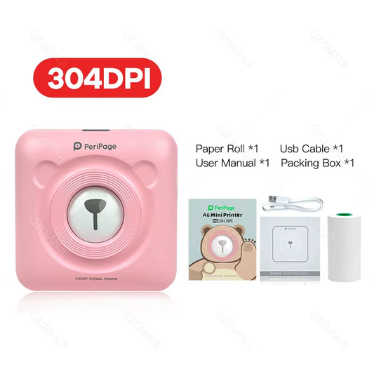 Peripage Mini Pocket Printer A6 304Dpi Bluetooth Thermal Photo Printer Green Color for Mobile Phone Android IOS Gift